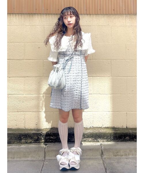 merry jenny（メリージェニー）の「ぽこぽこミニキャミワンピース（ワンピース・レディース・ブルー/アイボリー/ブラック・FREE）」の10枚目の写真