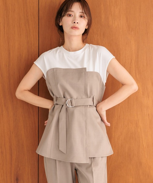 mysty woman（ミスティウーマン）の「［追加1］ビスチェドッキングプルオーバー　113889（Tシャツ/カットソー・レディース・ブルー/ダークブラウン/ベージュ/チャコールグレー/ライトベージュ・FREE）」の8枚目の写真