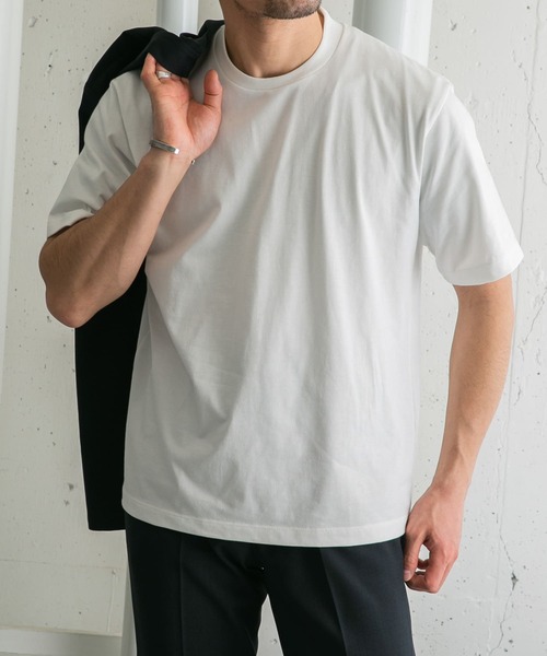 URBAN RESEARCH ROSSO MEN（アーバンリサーチロッソメン）の「『XLサイズあり』JAPAN FABRIC クルーネックTシャツ（Tシャツ/カットソー・メンズ・ネイビー/ホワイト/チャコールグレー・MEDIUM/LARGE/X-LARGE）」の4枚目の写真