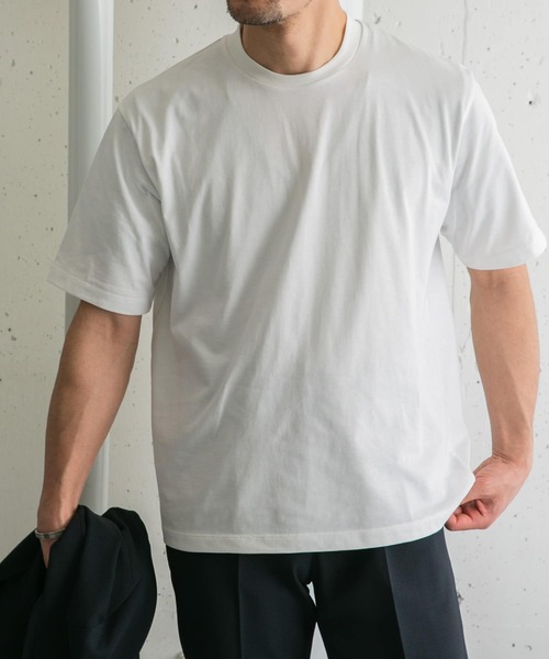 URBAN RESEARCH ROSSO MEN（アーバンリサーチロッソメン）の「『XLサイズあり』JAPAN FABRIC クルーネックTシャツ（Tシャツ/カットソー・メンズ・ネイビー/ホワイト/チャコールグレー・MEDIUM/LARGE/X-LARGE）」の5枚目の写真