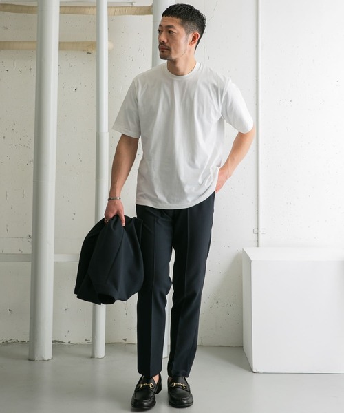 URBAN RESEARCH ROSSO MEN（アーバンリサーチロッソメン）の「『XLサイズあり』JAPAN FABRIC クルーネックTシャツ（Tシャツ/カットソー・メンズ・ネイビー/ホワイト/チャコールグレー・MEDIUM/LARGE/X-LARGE）」の10枚目の写真