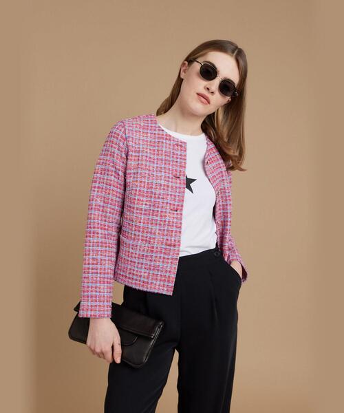agnes b.（アニエスベー）の「JIQ7 VESTE ジャケット（ノーカラージャケット・レディース・レッド系その他・2/1）」の7枚目の写真