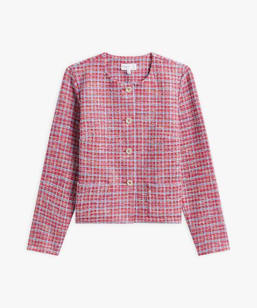 agnes b.（アニエスベー）の「JIQ7 VESTE ジャケット（ノーカラージャケット・レディース・レッド系その他・2/1）」の2枚目の写真