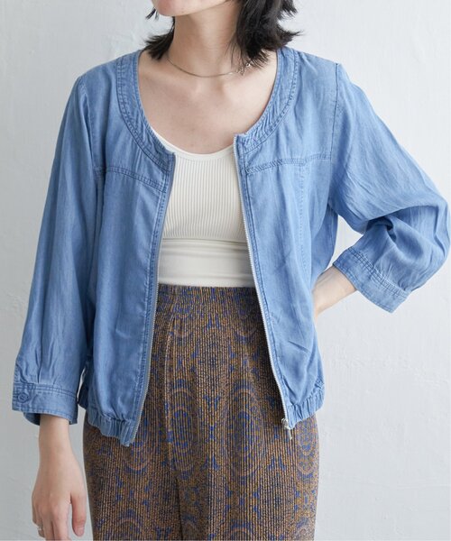 VENCEEXCHANGE（ヴァンスエクスチェンジ）の「デニムクルーネックブルゾン（デニムジャケット・レディース・ブルー/ブルー系/ダークネイビー・FREE）」の8枚目の写真