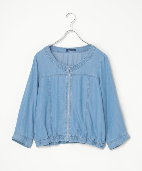 VENCEEXCHANGE（ヴァンスエクスチェンジ）の「デニムクルーネックブルゾン（デニムジャケット・レディース・ブルー/ブルー系/ダークネイビー・FREE）」の17枚目の写真