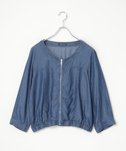 VENCEEXCHANGE（ヴァンスエクスチェンジ）の「デニムクルーネックブルゾン（デニムジャケット・レディース・ブルー/ブルー系/ダークネイビー・FREE）」の18枚目の写真