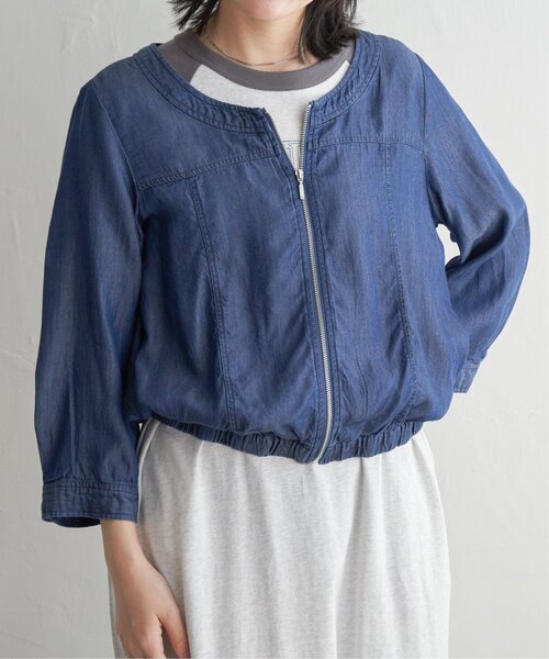 VENCEEXCHANGE（ヴァンスエクスチェンジ）の「デニムクルーネックブルゾン（デニムジャケット・レディース・ブルー/ブルー系/ダークネイビー・FREE）」の20枚目の写真