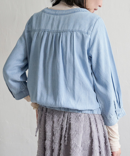 VENCEEXCHANGE（ヴァンスエクスチェンジ）の「デニムクルーネックブルゾン（デニムジャケット・レディース・ブルー/ブルー系/ダークネイビー・FREE）」の6枚目の写真