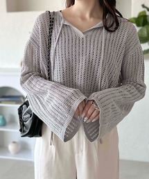 【apres jour clair】スキッパーメッシュニット【ZOZOTOWN限定アイテム】