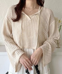 【apres jour clair】スキッパーメッシュニット【ZOZOTOWN限定アイテム】