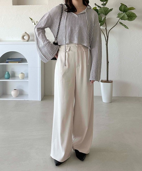 apres jour clair（アプレジュールクレア）の「【apres jour clair】スキッパーメッシュニット【ZOZOTOWN限定アイテム】（ニット/セーター・レディース・アイボリー/ピンクベージュ/サックスブルー・X-LARGE/フリー）」の20枚目の写真