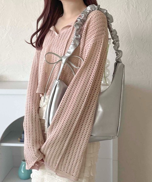 apres jour clair（アプレジュールクレア）の「【apres jour clair】スキッパーメッシュニット【ZOZOTOWN限定アイテム】（ニット/セーター・レディース・アイボリー/ピンクベージュ/サックスブルー・X-LARGE/フリー）」の21枚目の写真