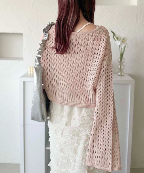 apres jour clair（アプレジュールクレア）の「【apres jour clair】スキッパーメッシュニット【ZOZOTOWN限定アイテム】（ニット/セーター・レディース・アイボリー/ピンクベージュ/サックスブルー・X-LARGE/フリー）」の11枚目の写真