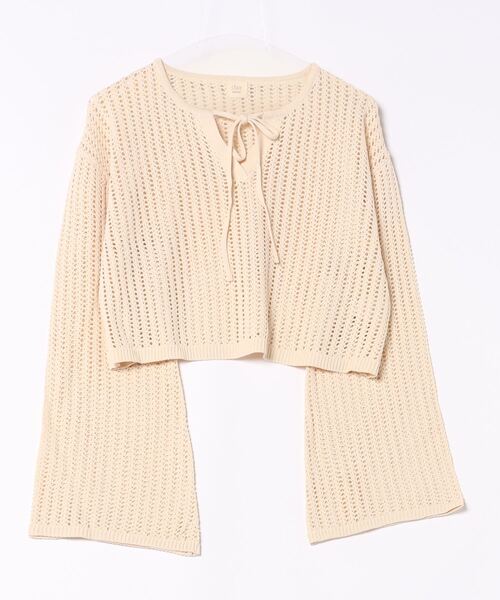 apres jour clair（アプレジュールクレア）の「【apres jour clair】スキッパーメッシュニット【ZOZOTOWN限定アイテム】（ニット/セーター・レディース・アイボリー/ピンクベージュ/サックスブルー・X-LARGE/フリー）」の8枚目の写真