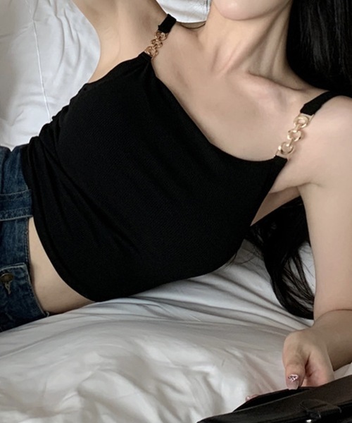 Lace Ladies(レースレディース)の「クロップド チェーン ドッキング カップ付き キャミソール(キャミソール・レディース・グレー/ブラック/モカ/ホワイト・FREE)」の17枚目の写真