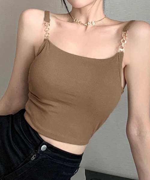 Lace Ladies(レースレディース)の「クロップド チェーン ドッキング カップ付き キャミソール(キャミソール・レディース・グレー/ブラック/モカ/ホワイト・FREE)」の20枚目の写真