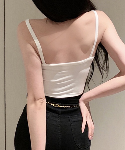 Lace Ladies(レースレディース)の「クロップド チェーン ドッキング カップ付き キャミソール(キャミソール・レディース・グレー/ブラック/モカ/ホワイト・FREE)」の5枚目の写真