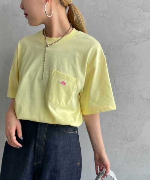 DANTON（ダントン）の「[DANTON/ダントン] ワンポイントロゴ ポケットTシャツ（Tシャツ/カットソー・レディース・イエロー/ネイビー/ホワイト/ピンク/チャコールグレー/ダークグリーン/ブラック/グレイッシュベージュ/アイボリー/サックスブルー・M/L/XL/S/XXL/S size/XS size/M size）」の9枚目の写真