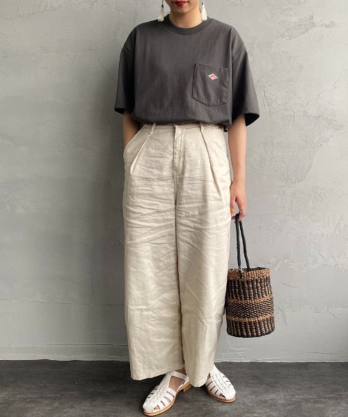 DANTON（ダントン）の「[DANTON/ダントン] ワンポイントロゴ ポケットTシャツ（Tシャツ/カットソー・レディース・イエロー/ネイビー/ホワイト/ピンク/チャコールグレー/ダークグリーン/ブラック/グレイッシュベージュ/アイボリー/サックスブルー・M/L/XL/S/XXL/S size/XS size/M size）」の17枚目の写真