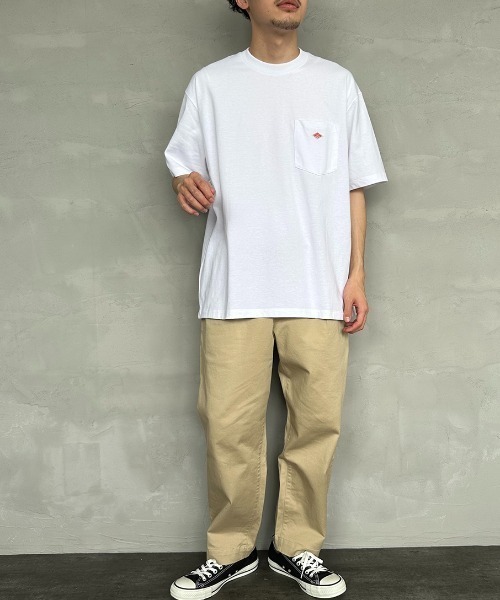 DANTON（ダントン）の「[DANTON/ダントン] ワンポイントロゴ ポケットTシャツ（Tシャツ/カットソー・レディース・イエロー/ネイビー/ホワイト/ピンク/チャコールグレー/ダークグリーン/ブラック/グレイッシュベージュ/アイボリー/サックスブルー・M/L/XL/S/XXL/S size/XS size/M size）」の12枚目の写真