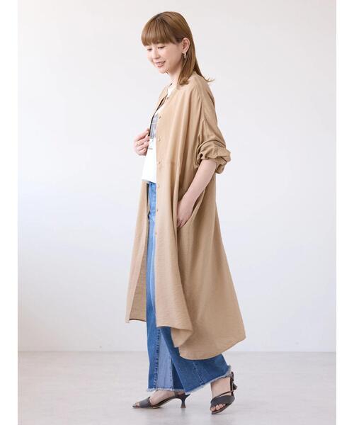 AMERICAN HOLIC(アメリカンホリック)の「接触冷感バンドカラー切替シャツワンピース(シャツワンピース・レディース・キャメル/カーキ/アイボリー/ブラック・M/L)」の9枚目の写真