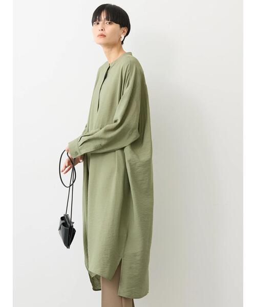 AMERICAN HOLIC(アメリカンホリック)の「接触冷感バンドカラー切替シャツワンピース(シャツワンピース・レディース・キャメル/カーキ/アイボリー/ブラック・M/L)」の15枚目の写真