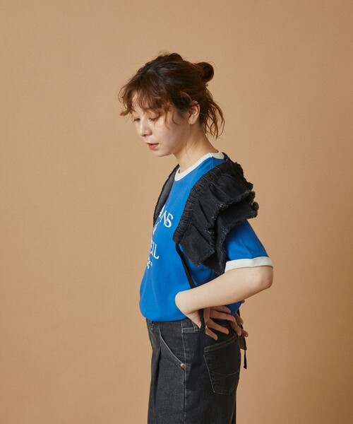 FREAK'S STORE（フリークスストア）の「レトロリンガーTシャツ（Tシャツ/カットソー・レディース・ブルー/オフホワイト/イエロー/ピンク・ﾌﾘ-）」の12枚目の写真