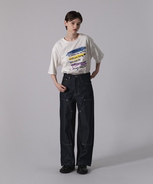 ONCILY（オンシェリー）の「MESSAGE LOGO T-SHIRT / メッセージロゴTシャツ（Tシャツ/カットソー・メンズ・シルバー系その他/オフホワイト/ブルー/シルバー/レッド/ネイビー/イエロー/パープル/ブルー系その他/ホワイト系その他/シルバー系その他2/ピンク/ライトブルー・LARGE/MEDIUM/SMALL）」の19枚目の写真