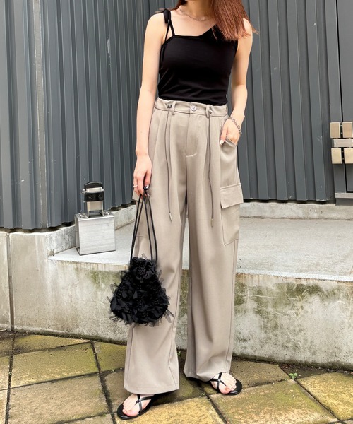 ISOOK(アイスー)の「【ISOOK / アイスー】フリンジ巾着バッグ / チュールバッグ フリンジバッグ ハンドバッグ ZOZOTOWN限定(ハンドバッグ・レディース・ブラック/ホワイト・FREE)」の21枚目の写真