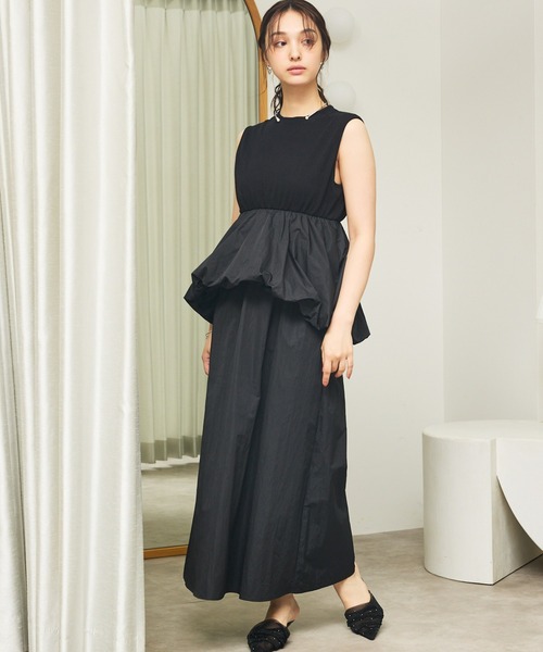 美品　marrimeko Peukku ペウック　ワンピース　L 綿　バルーン セール】ペプラムバルーンドッキングワンピース（ワンピース
