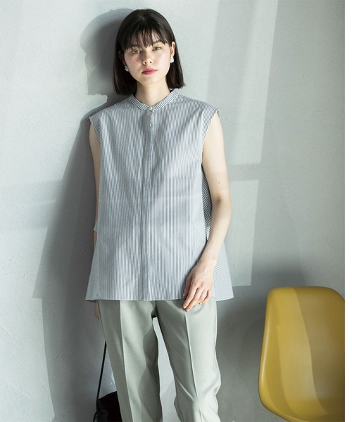 OPAQUE.CLIP（オペークドットクリップ）の「◆ドライタッチバックフリルブラウス【ストレッチ/イージーケア/吸水速乾/洗濯機洗い可】（シャツ/ブラウス・レディース・ブラック/ホワイト系3/ブルーグリーン・36/40/38/42）」の17枚目の写真