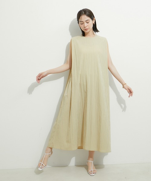 WEB限定】ストライプノースリーブワンピース