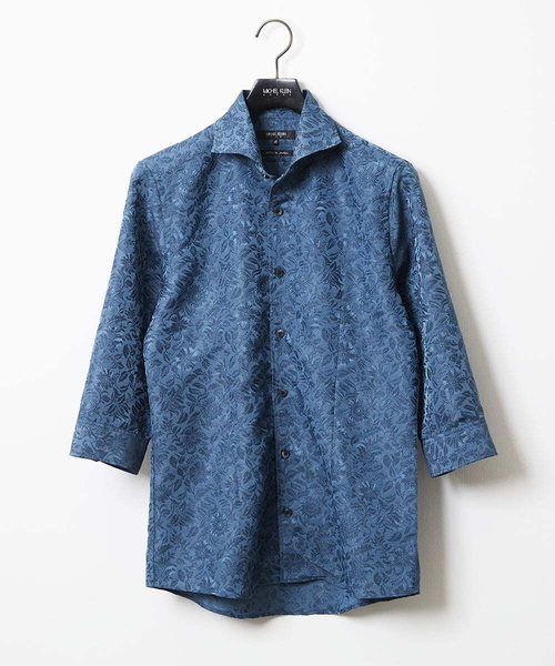 MICHEL KLEIN HOMME (ミッシェルクランオム)の「《日本製》ボタニカル柄七分袖シャツ(シャツ/ブラウス・メンズ・ブルー/ネイビー/パープル・MEDIUM/LARGE/X-LARGE)」の1枚目の写真