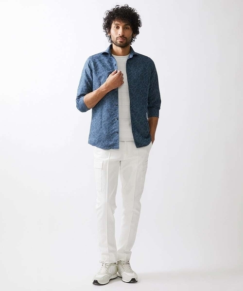 MICHEL KLEIN HOMME (ミッシェルクランオム)の「《日本製》ボタニカル柄七分袖シャツ(シャツ/ブラウス・メンズ・ブルー/ネイビー/パープル・MEDIUM/LARGE/X-LARGE)」の5枚目の写真