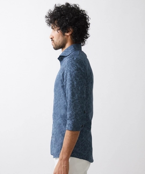 MICHEL KLEIN HOMME (ミッシェルクランオム)の「《日本製》ボタニカル柄七分袖シャツ(シャツ/ブラウス・メンズ・ブルー/ネイビー/パープル・MEDIUM/LARGE/X-LARGE)」の8枚目の写真
