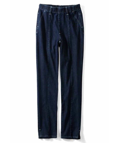 Live in comfort（リブインコンフォート）の「【低身長／高身長サイズあり】リブ　イン　コンフォート　暑い日も涼やかで心地いい！　すっきりちょうどいいデニムパンツ（デニムパンツ・レディース・ダークブルー・6/8/9/5/7/12/13/10/3/1/2/11/4/14）」の5枚目の写真