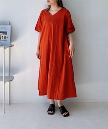 ◎結んでバックリボン ボリューム5分袖ワンピ―ス