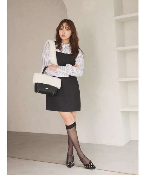 LILY BROWN（リリーブラウン）の「【ZOZO限定カラー】エコファー切り替えトート（ショルダーバッグ・レディース・アイボリー/その他/ライトグレー/ホワイト/ブラック/ピンク/グリーン・FREE）」の20枚目の写真