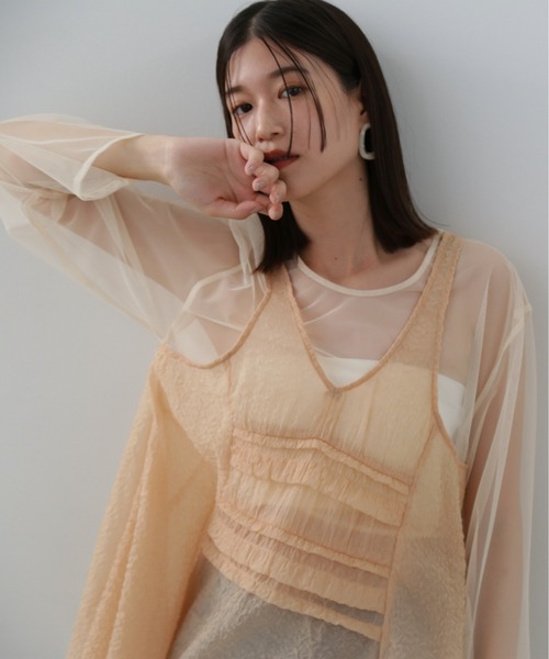 N.（N. Natural Beauty Basic）（エヌエヌナチュラルビューティーベーシック）の「◆レイヤードシースルートップ（シャツ/ブラウス・レディース・クリーム/ブラウン/ピンク・MEDIUM）」の11枚目の写真