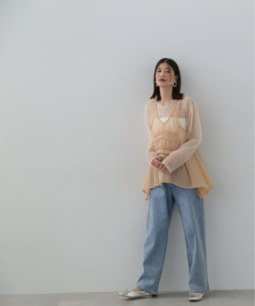 N.（N. Natural Beauty Basic）（エヌエヌナチュラルビューティーベーシック）の「◆レイヤードシースルートップ（シャツ/ブラウス・レディース・クリーム/ブラウン/ピンク・MEDIUM）」の13枚目の写真