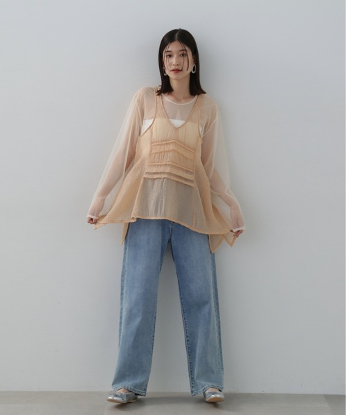 N.（N. Natural Beauty Basic）（エヌエヌナチュラルビューティーベーシック）の「◆レイヤードシースルートップ（シャツ/ブラウス・レディース・クリーム/ブラウン/ピンク・MEDIUM）」の15枚目の写真