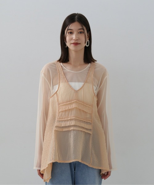 N.（N. Natural Beauty Basic）（エヌエヌナチュラルビューティーベーシック）の「◆レイヤードシースルートップ（シャツ/ブラウス・レディース・クリーム/ブラウン/ピンク・MEDIUM）」の16枚目の写真
