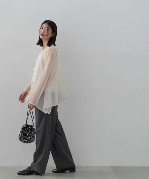 N.（N. Natural Beauty Basic）（エヌエヌナチュラルビューティーベーシック）の「◆レイヤードシースルートップ（シャツ/ブラウス・レディース・クリーム/ブラウン/ピンク・MEDIUM）」の7枚目の写真