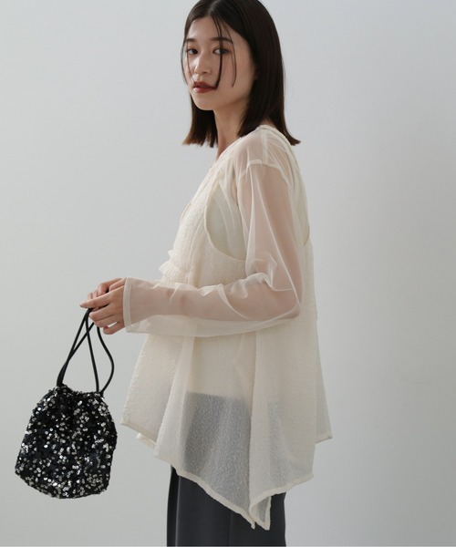 N.（N. Natural Beauty Basic）（エヌエヌナチュラルビューティーベーシック）の「◆レイヤードシースルートップ（シャツ/ブラウス・レディース・クリーム/ブラウン/ピンク・MEDIUM）」の10枚目の写真