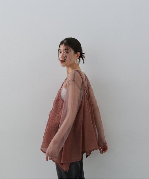 N.（N. Natural Beauty Basic）（エヌエヌナチュラルビューティーベーシック）の「◆レイヤードシースルートップ（シャツ/ブラウス・レディース・クリーム/ブラウン/ピンク・MEDIUM）」の22枚目の写真