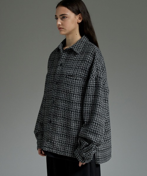 cussil（クシル）の「【cussil/クシル】ツイードライクレギュラーカラーベーシックシャツ（シャツ/ブラウス・メンズ・ブラック・S/M/L/XS）」の18枚目の写真