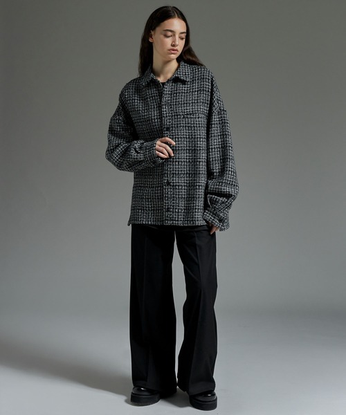 cussil（クシル）の「【cussil/クシル】ツイードライクレギュラーカラーベーシックシャツ（シャツ/ブラウス・メンズ・ブラック・S/M/L/XS）」の12枚目の写真