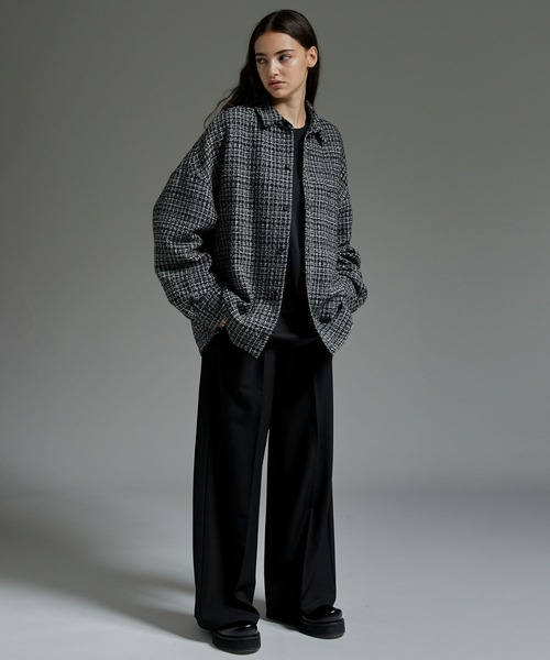 cussil（クシル）の「【cussil/クシル】ツイードライクレギュラーカラーベーシックシャツ（シャツ/ブラウス・メンズ・ブラック・S/M/L/XS）」の15枚目の写真