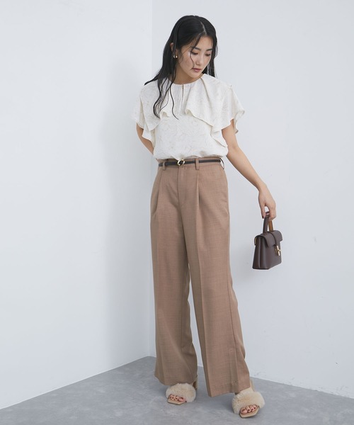 VIS（ビス）の「【洗える】ラッフルフリルバイカラーブラウス（シャツ/ブラウス・レディース・ホワイト系その他/ベージュ系その他/チャコールグレー/オフホワイト・FREE）」の7枚目の写真