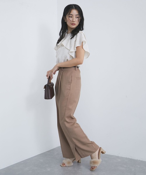 VIS（ビス）の「【洗える】ラッフルフリルバイカラーブラウス（シャツ/ブラウス・レディース・ホワイト系その他/ベージュ系その他/チャコールグレー/オフホワイト・FREE）」の8枚目の写真